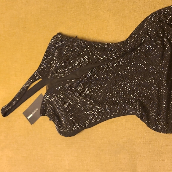 Black Rhinestone Mini Dress - Picture 6 of 7